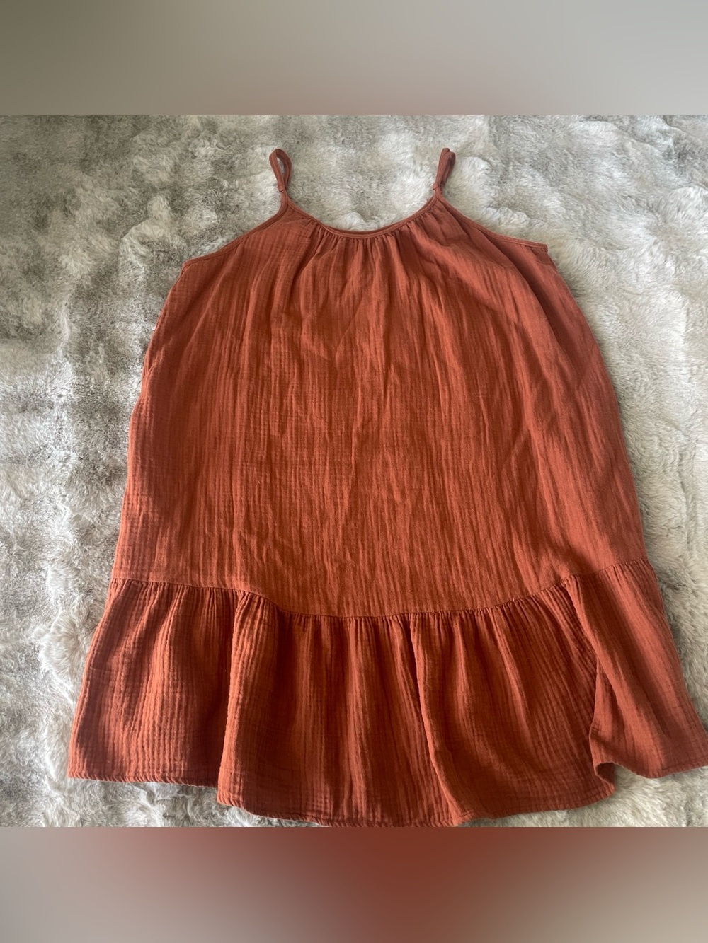 Universal Thread Rust Orange Gauze Top with Scoop Neck-0330